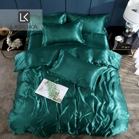 lanlika green bedding set double duvet cover set flat sheet bed linens pillowcase 100 satin silk luxury euro adult bedclothes