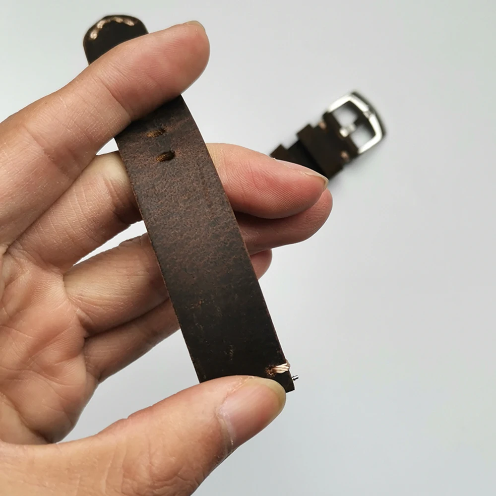 Genuine Leather Watch Band 18 19 20 21 22mm Retro Brown Crazy Horse Calfskin Leather Watch straps vintage Watch belt Bracelet