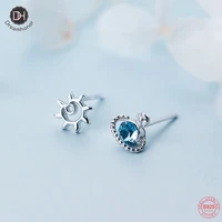 dreamhonor 925 sterling silver blue satellite sun earrings jewelry asymmetric planet star stud earrings for women gift smt695
