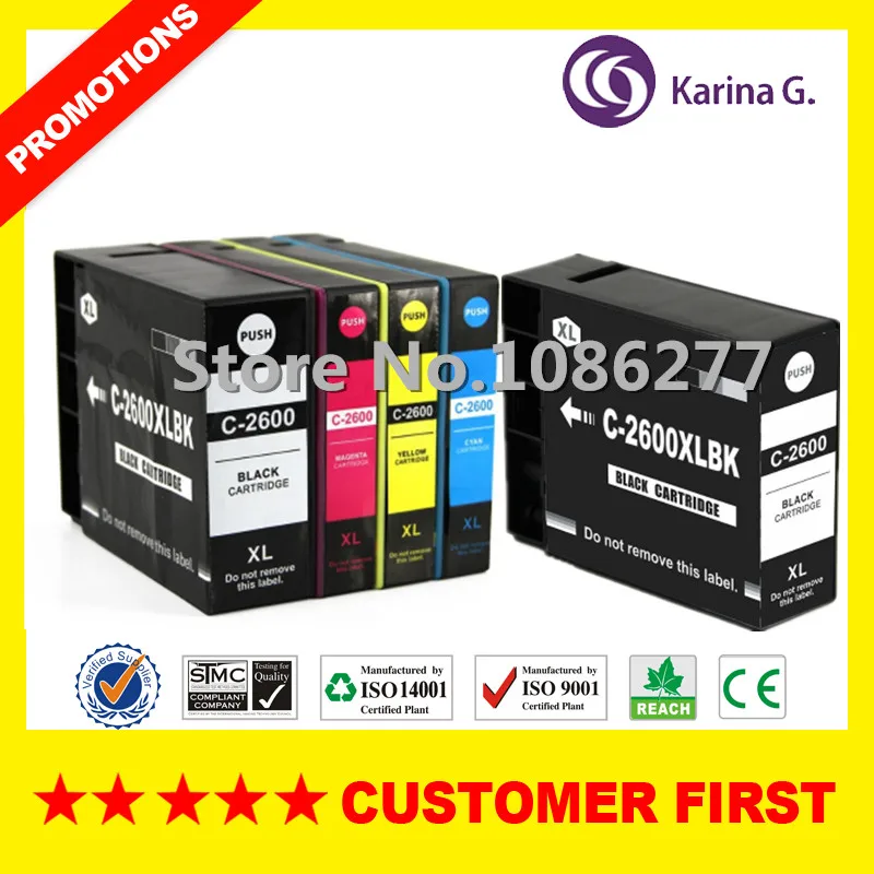 Пигментные чернила Совместимый картридж для Canon PGI2600 PGI 2600 PGI-2600 костюм MAXIFY IB4060 MB5060