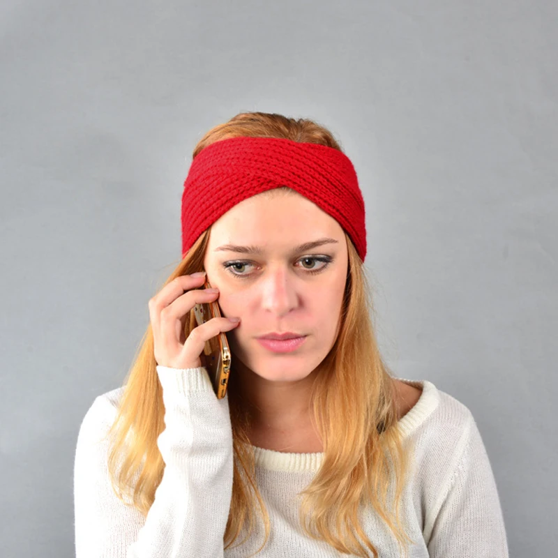

New Knitted Knot Cross Headband for Women Autumn Winter Girls Hair Accessories Headwear Elastic Hair Band Hair Accessories