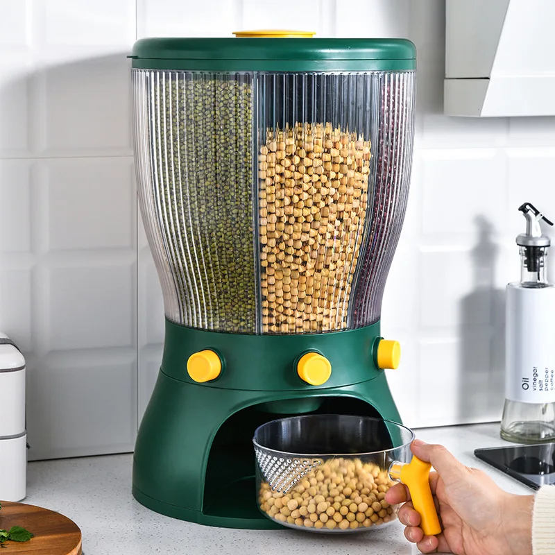 

Rotating Rice Bucket Kitchen Storage Tank Moisture Proof Insect Proof Grain Storage Box Grain Organizer 10kg Large Capacity