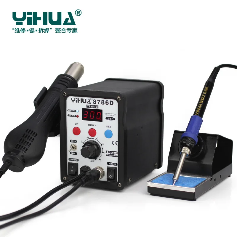 Паяльная станция YIHUA 8786D 2 в 1 с цифровым дисплеем для переделки SMD Термофен сварки
