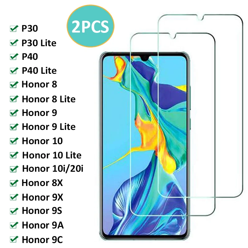 

Защитное стекло, закаленное стекло для Huawei P40/P30 Lite/Honor 10/9/8 Lite/20i/10i/9S/9C/9A/9X/8X, 2 шт.