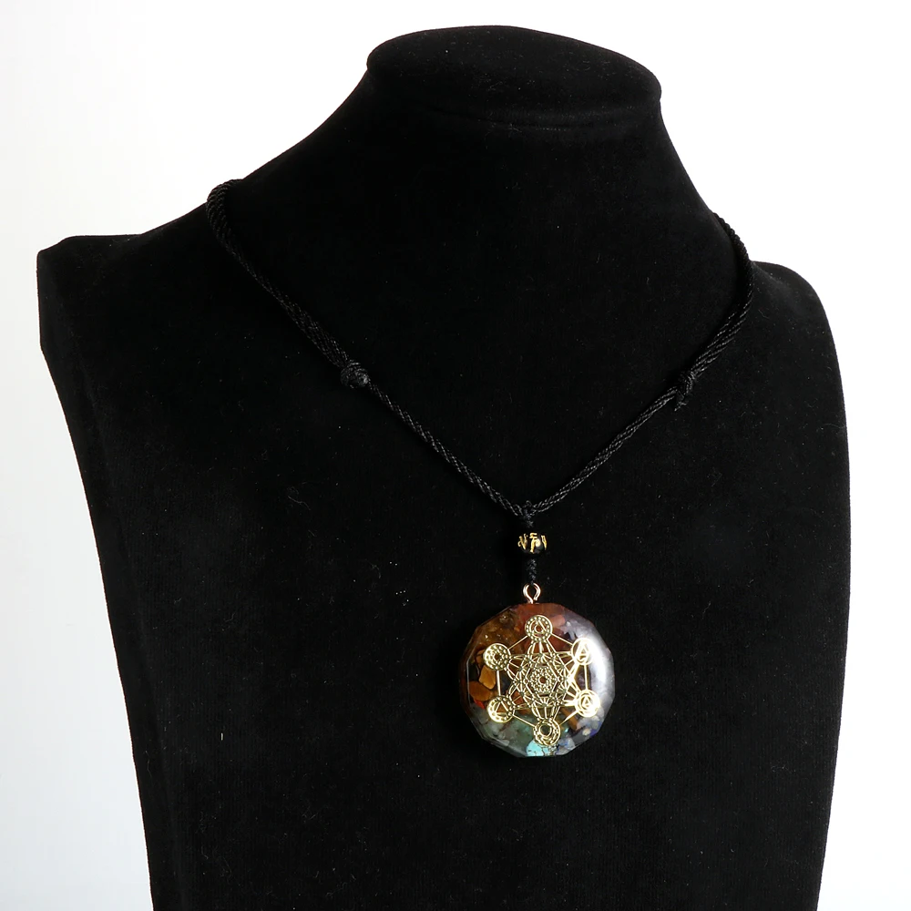 7 Chakras чип гравий Orgone кулон Пентакль ожерелье Orgonite исцеляющий баланс Регулируемая