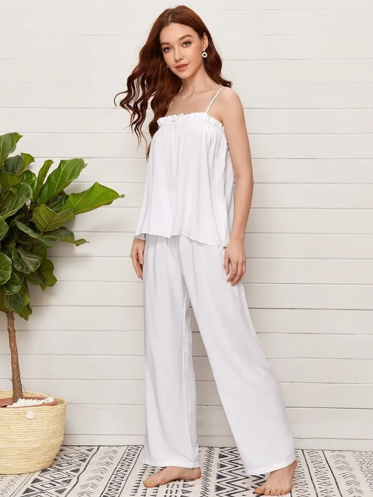 

Women's V-neck summer pajamas, Korean style, casual, elastic, multifunctional, tight pants, comfortable, sexy, women's wear,