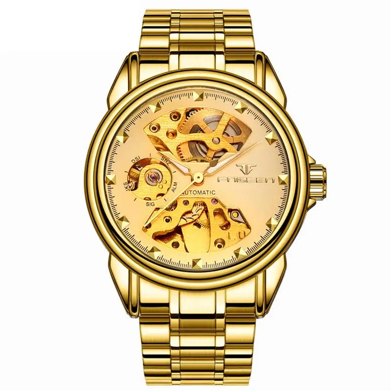 

FNGEEN Men Skeleton Automatic Watch Skeleton Business Mens Watches Top Brand Luxury Self -Winding Stainless Steel Mechanical Wri