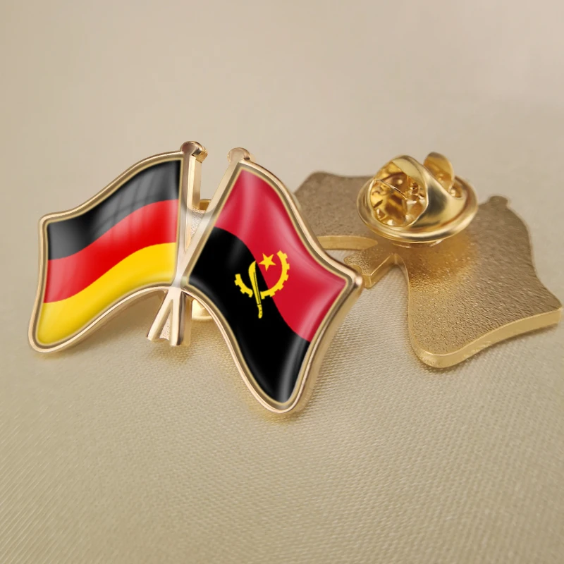 

Germany and Angola Crossed Double Friendship Flags Lapel Pins Brooch Badges