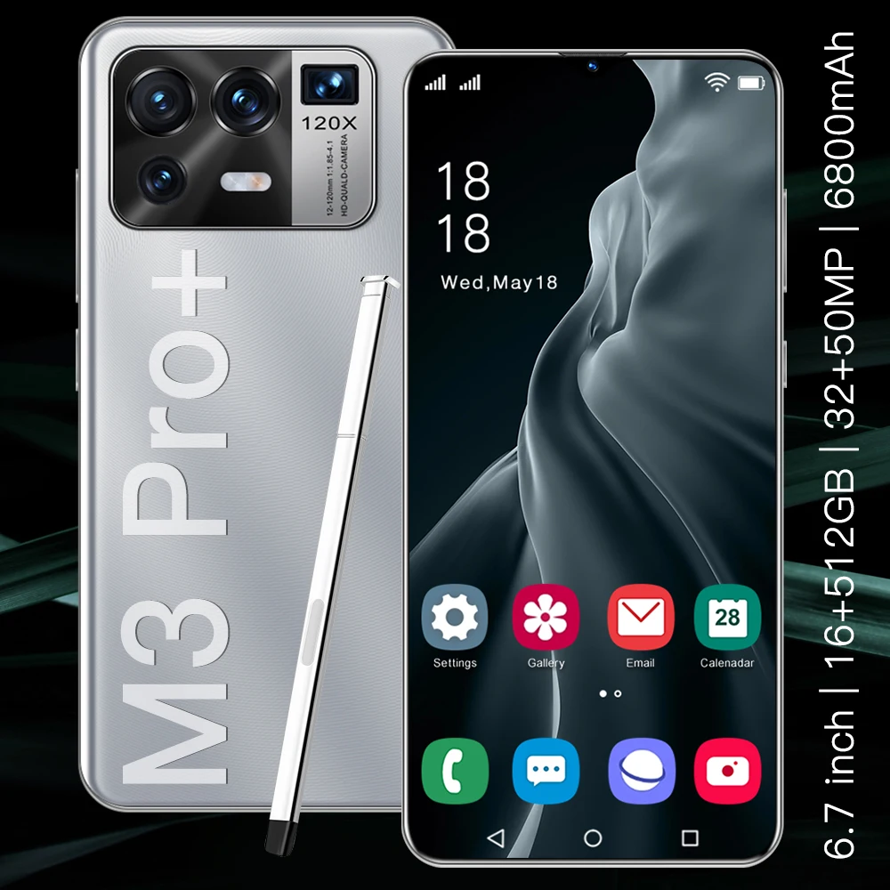 

M3 Pro+ 6.7 Inch Smartphone Global Version Mobilephone 16+512GB 6800mAh 32+50MP GPS 5G Android Mobilephone 2021 Original Product