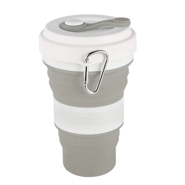 Прозрачный Складная чашка многоразовая силиконовая кружка для кофе и путешествий карманная Герметичная крышка 550 мл офисная кружка дорожная бутылка для воды Creativ - Цвет: Прозрачный
