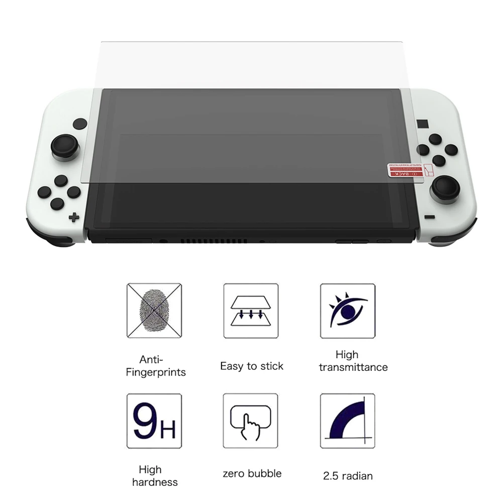 

2pcs Tempered Glass Film Fit for Nintendo Switch OLED Host Screen Protective Film Guard Game Console Accessories