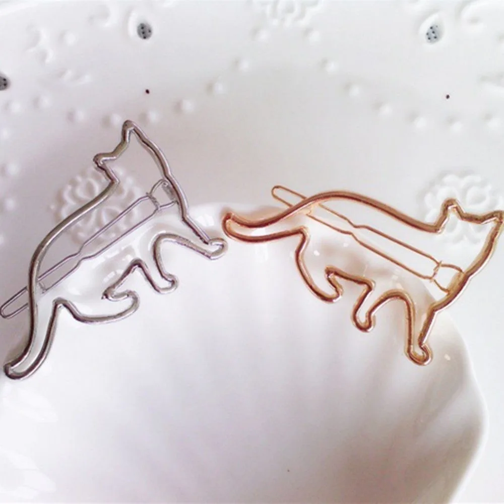 Заколка для волос Cute Cat Animal Hollow аксессуары женщин девочек Серебро золото