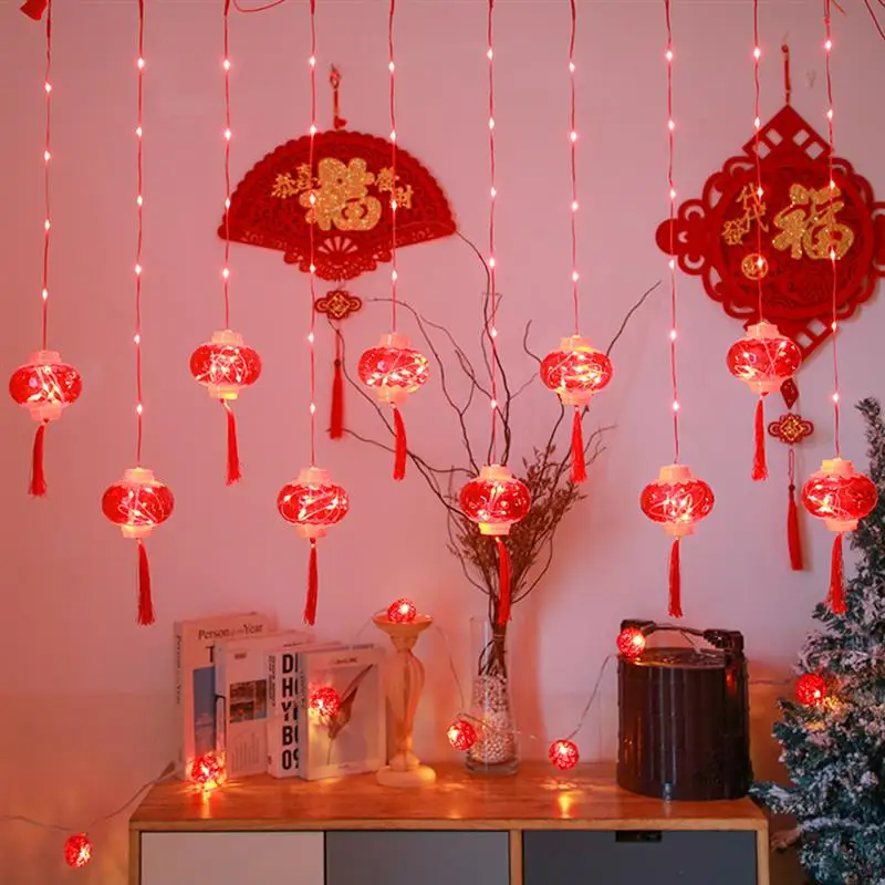 

Chinese New Year Red Lantern Curtain Lights LED Spring Festival Fairy Light Street Festoon Light for Holidays Home Decor
