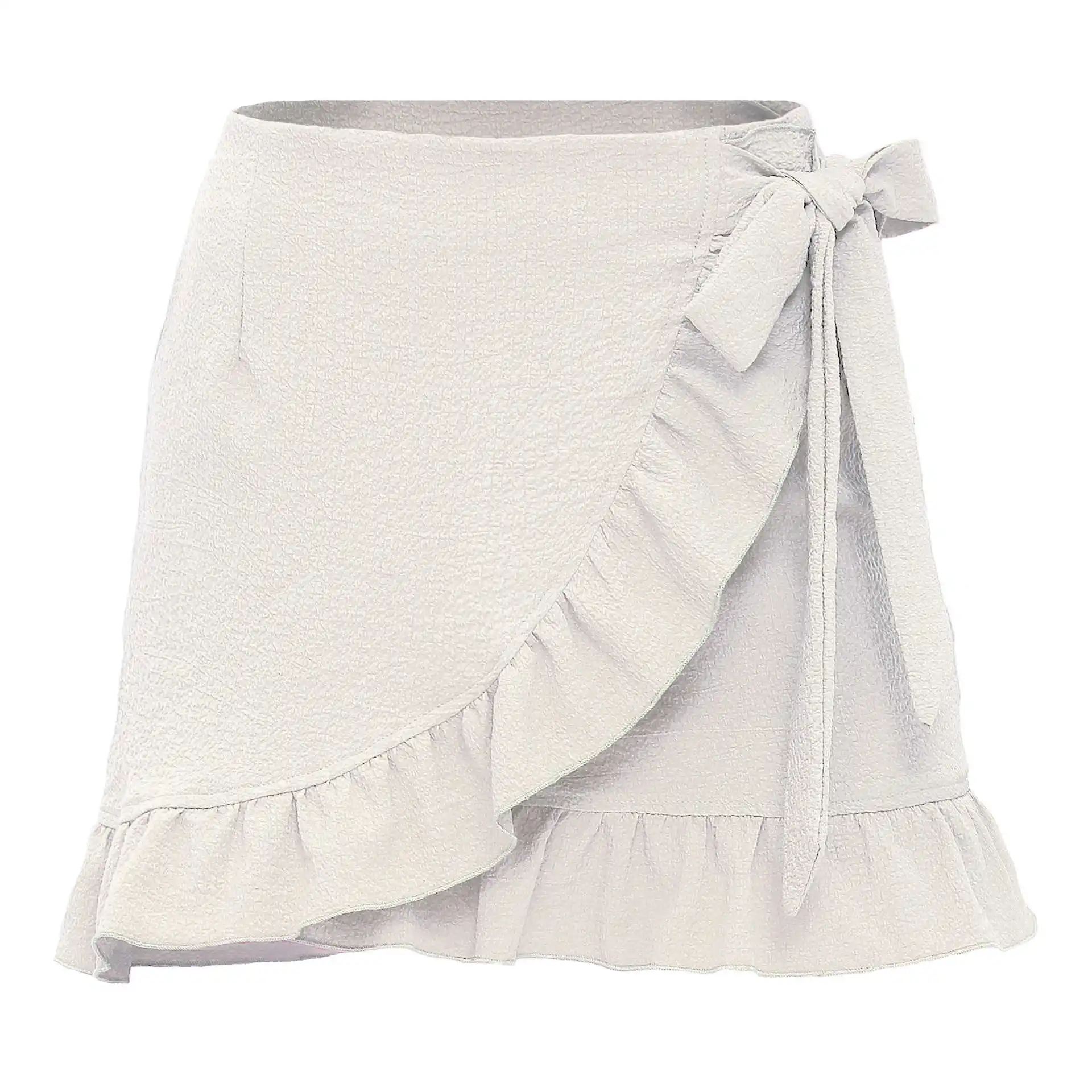 

2020 Boutique Women's Solid Lace Up Zipper Skirt Bubble Cloth Ruffle Skirt Casual Dresses for Women