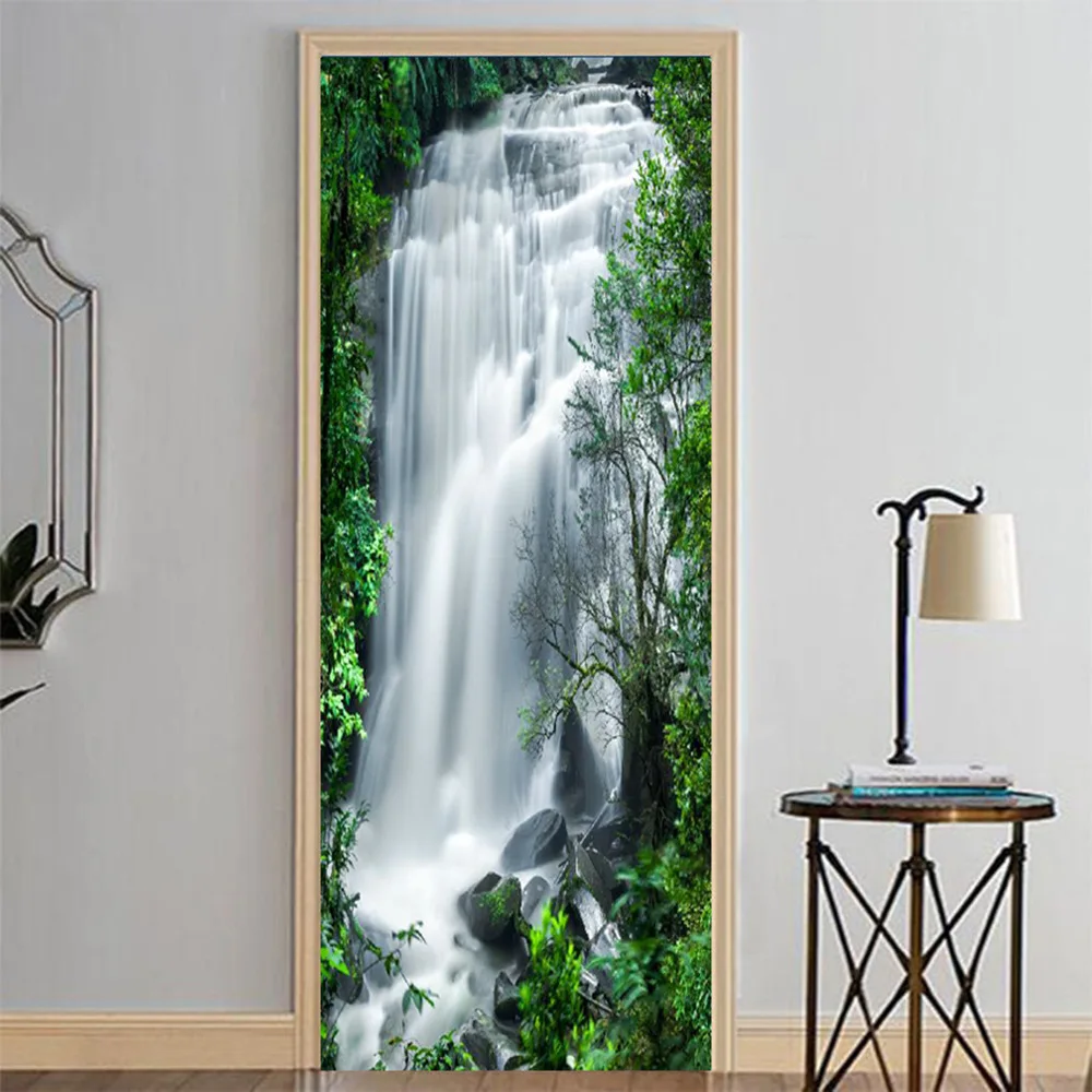 

Landscape Waterfall Door Stickers Decoration Stickers Self Adhesive Vinyl Wall Decor Decal Kids Bedroom Mural Wallpaper