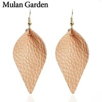 mg small leaf pink genuine leather earrings for women simple statement dangle earrings leather jewelry fashion accessories 2019
