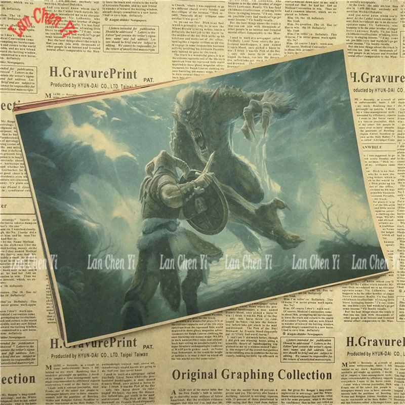 Светло-серый The Elder Scrolls Skyrim Классическая игра плакат на крафт-бумаге Бар Кафе гостиная столовая картина для декора комнаты - Цвет: Светло-серый