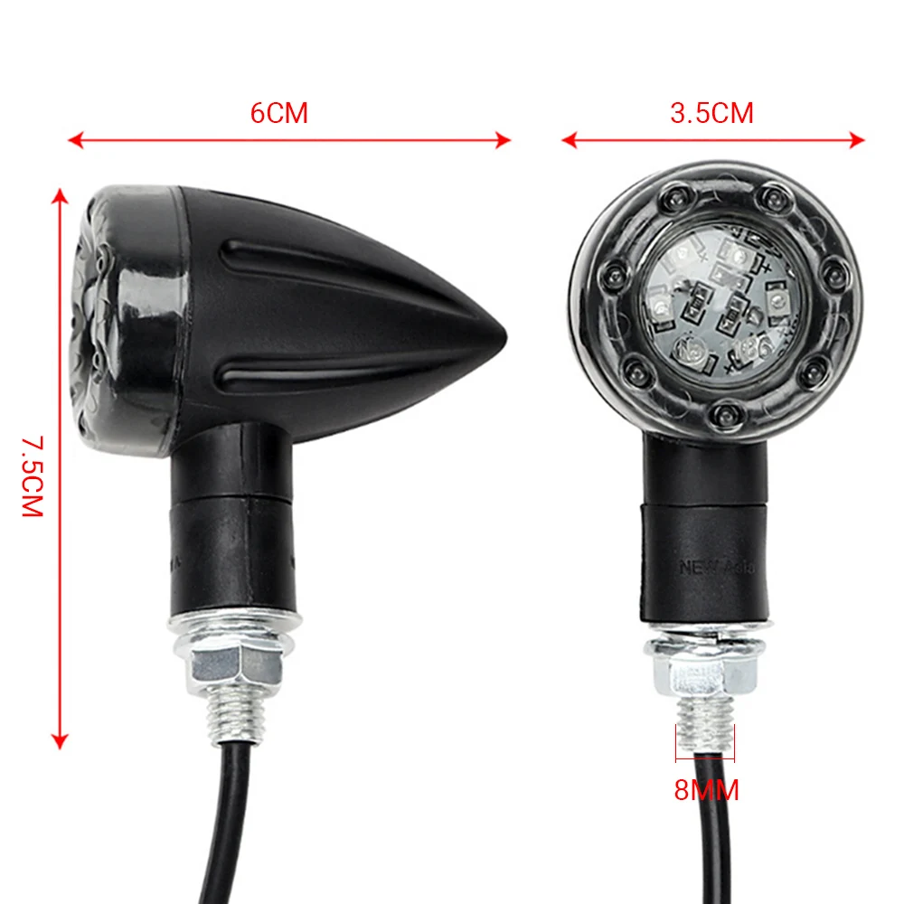 

2pcs 12 LED 4 Wires Universal Motorcycle Turn Signal Lamp Black Shell Brake Lights Yellow Indicator Blinker Lamp