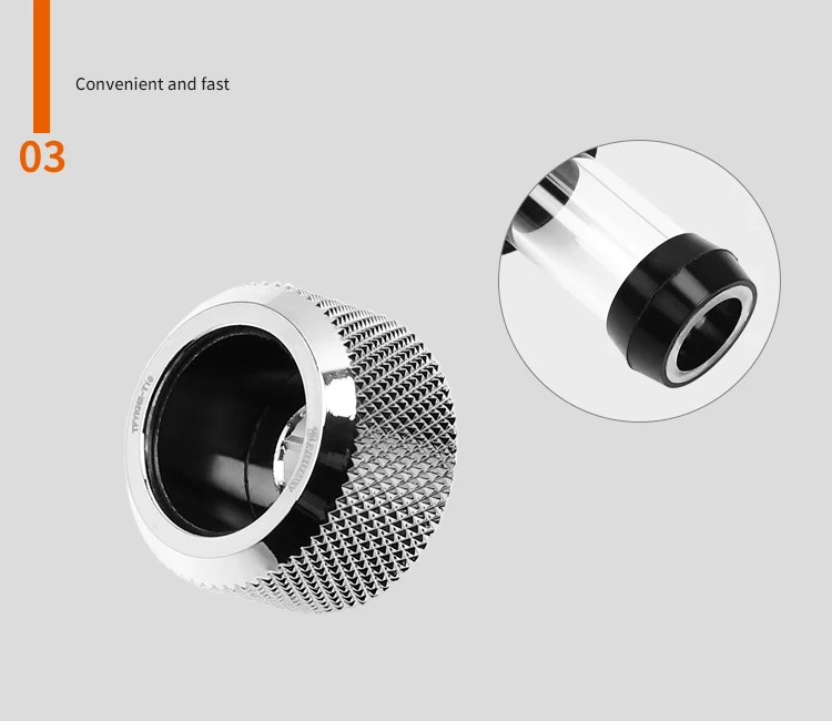 

Barrow 8pcs/lot Hand Compression OD16mm Hard Tube Fitting / Rigid Tubing Water Cooling Metal Connector G1/4 Fitting PETG Acrylic