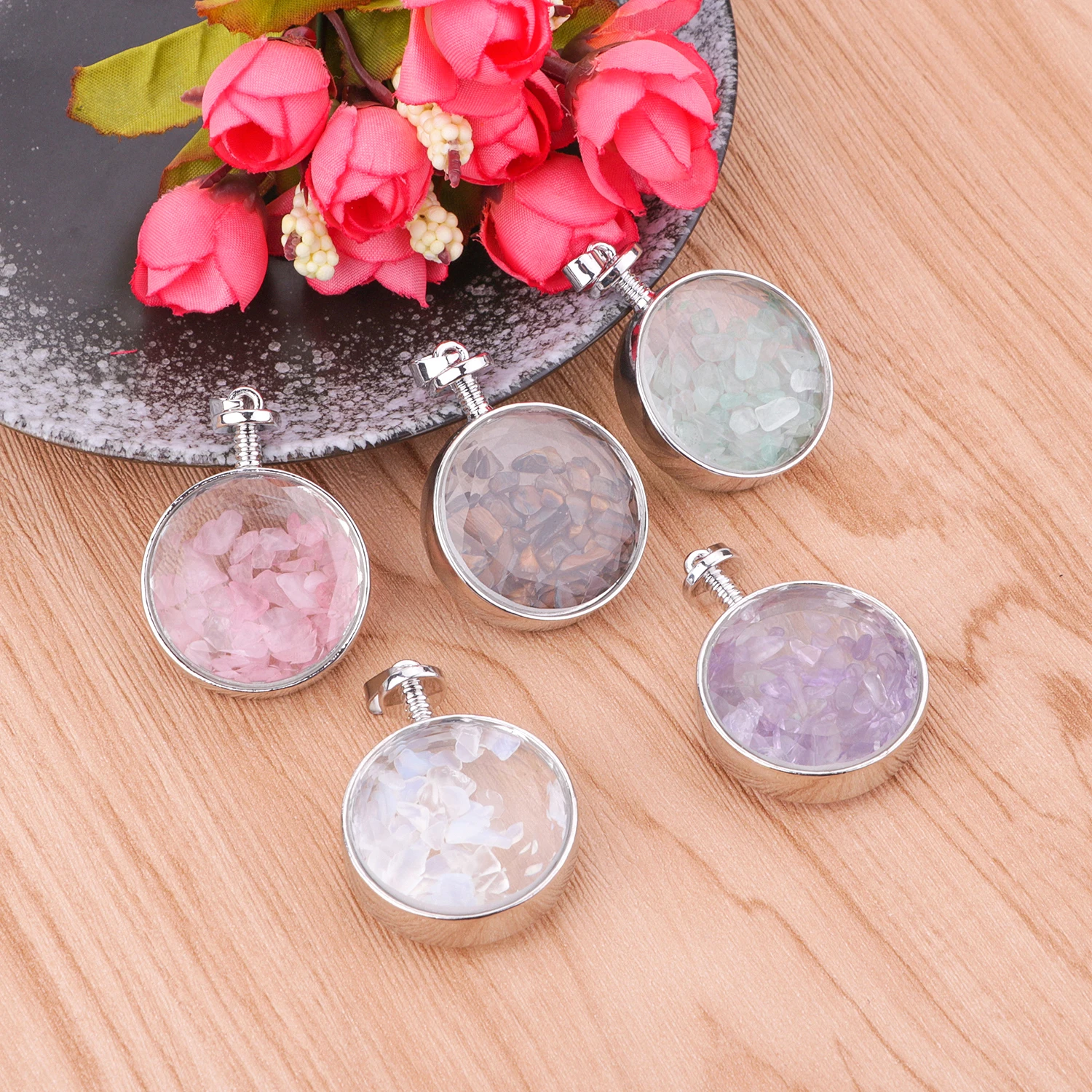 Кулон с кристаллами в виде бутылки желаний ожерелье чакрами камень рейки Вика