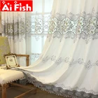 Роскошные серые шторы с вышивкой для окна в спальне, тюлевые шторы для гостиной, оконные шторы, занавески AP147 #20