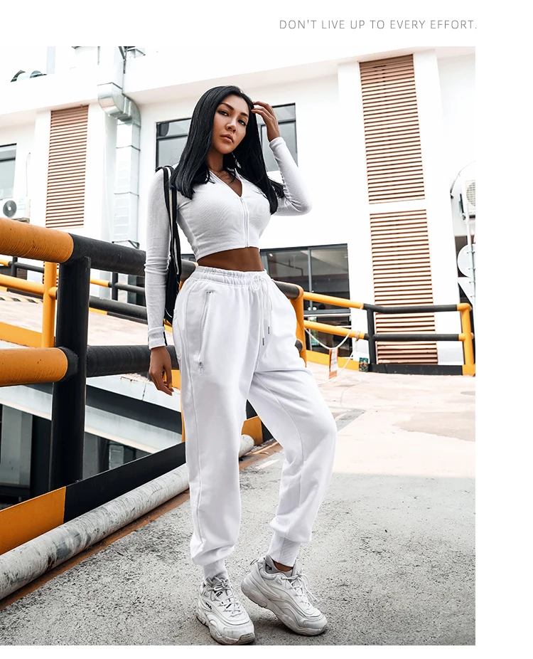 Zippered Pocket Sweatpants Joggers Soft Touch Loose Harem version Dance Exercise Fitness Pants Drawcord Running Trousers Women