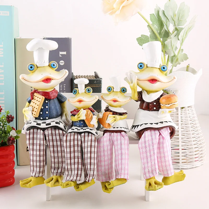 

Creative resin home frog crafts desktop bedroom chef frog decoration gift