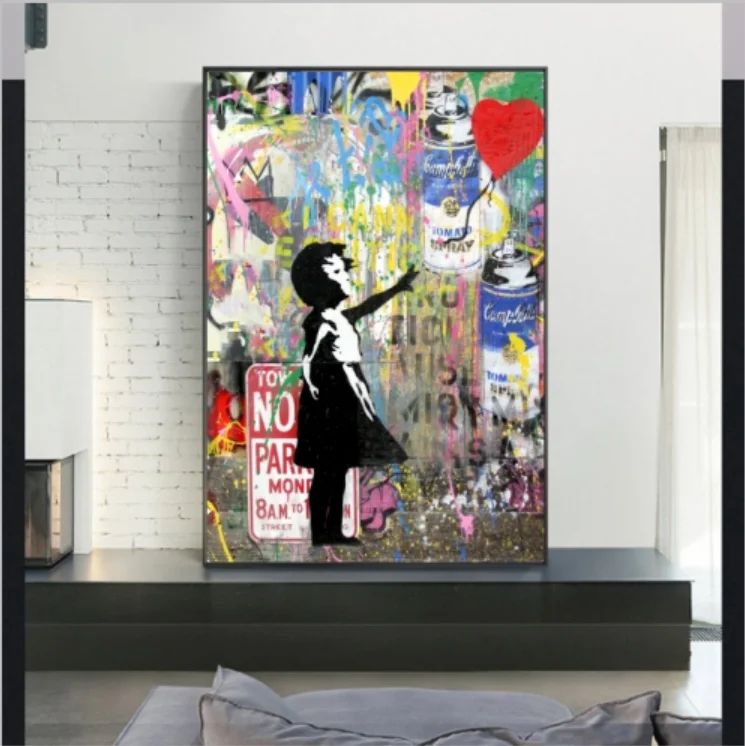 

Banksy Art Girl Holding Balloons Canvas Paintings On The Wall Art Posters And Prints Graffiti Art Pictures Kids Room Wall Decor