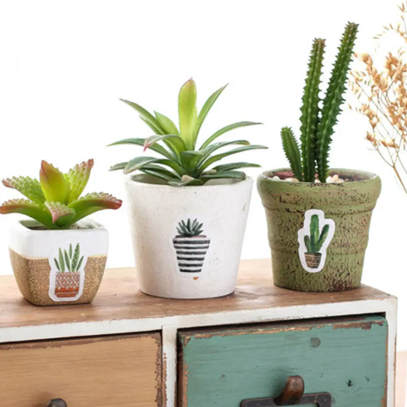 

45 Pcs/Set Cute Green Plant Cactus Stickers Planner Scrapbooking Diy Decoration Diary Album Stick Label Journal Sticker