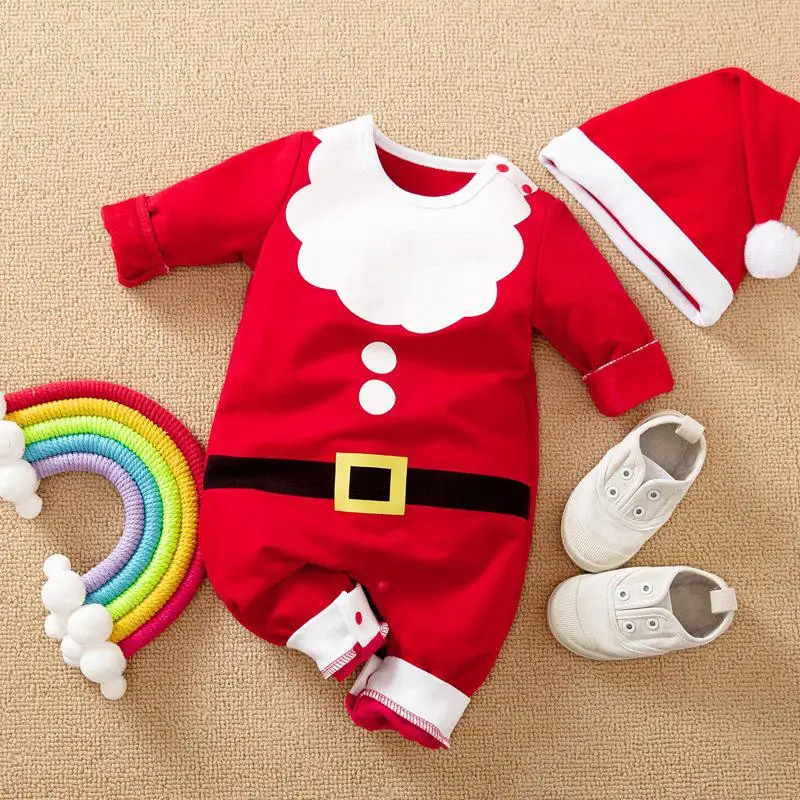 Toddler Boy Girl Jumpsuit Children Baby Cotton Clothing Christmas Costume Santa Claus Red Jumpsuit Suitable for Newborns