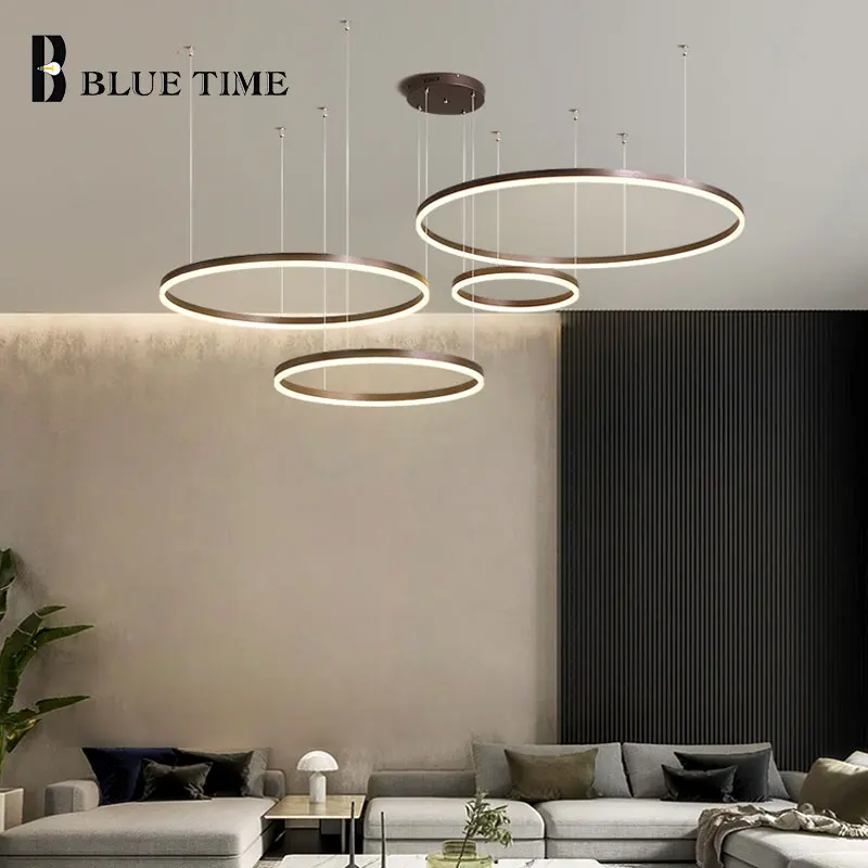Lámpara colgante de anillo circular para sala de estar, comedor, candelabro de techo, iluminación para el hogar, novedad, arañas LED