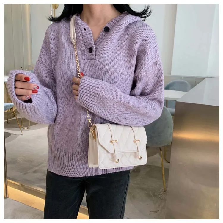 

Handbag Women 2020 New Trend Casual Diamond Chain Bag Fashion Pu Leather Shoulder Slung Small Square Bag