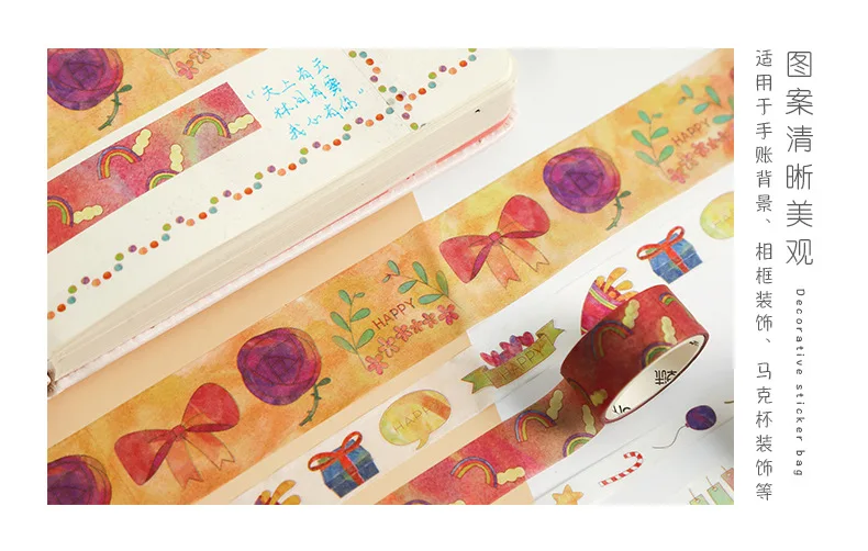 10 шт./компл. милый Единорог лента Washi Kawaii Голубой океан декоративная клейкая лента цветок малярный скотч для Скрапбукинг фотоальбомы
