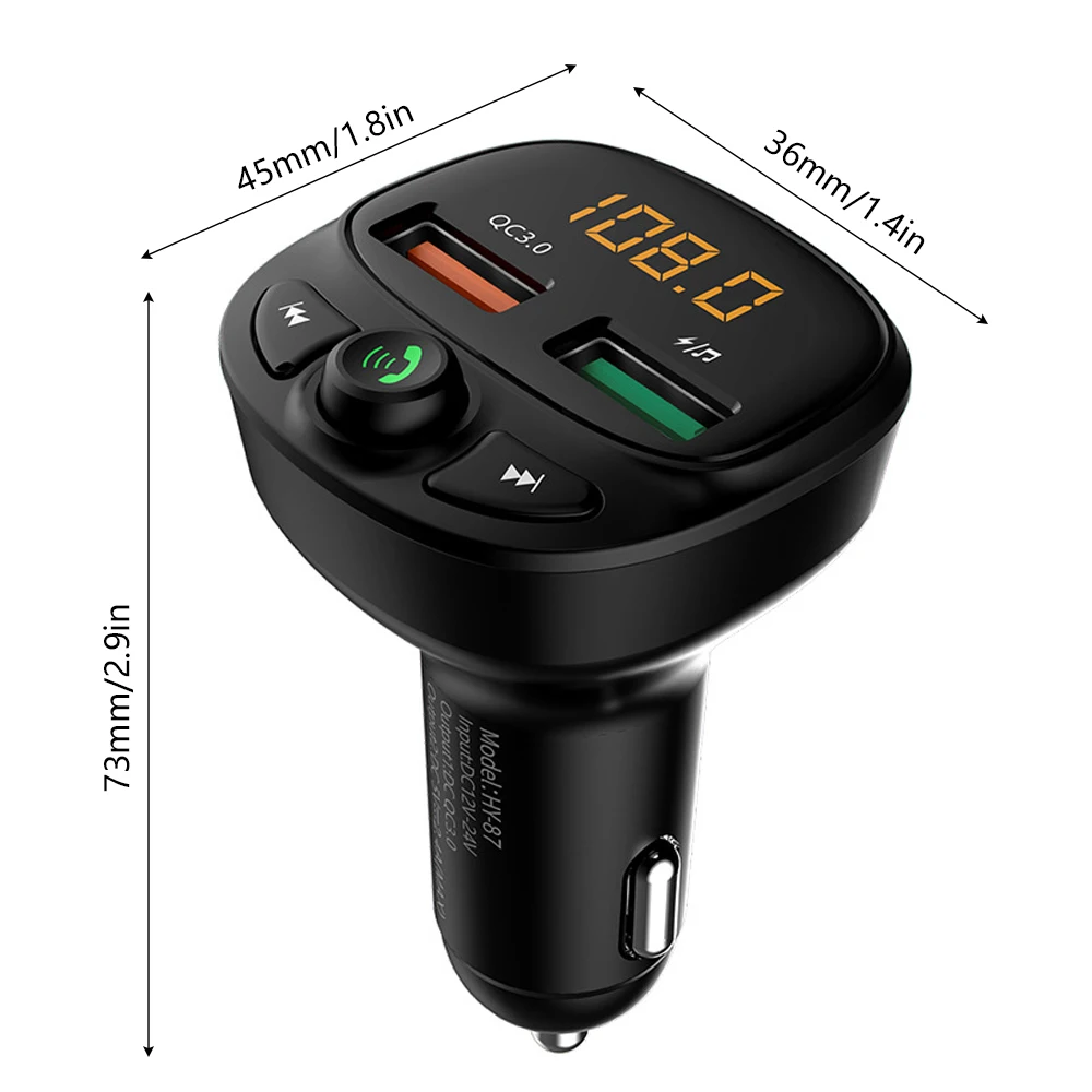 

QC3.0 Car USB Charger Adapter Radio Player Wireless Bluetooth 5.0 FM Transmitter For Xiaomi for Iphone for Samsung for Huawei