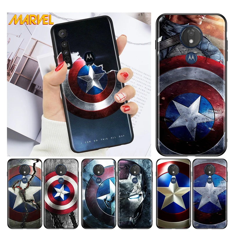 

Avengers Shield Marvel for Motorola G9 G8 G E7 E6 One Play Marco Hyper Fusion Stylus Power Edge Plus Black Phone Case