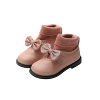 2019 new fashion ankle bow princess leather boots toddlers kids socks autumn girls shoes children winter baby shoe 1