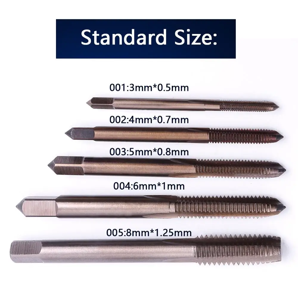 CHEERBRIGHT 1pc HSS-CO Spiral Fluted Machine Screw Thread Metric Plug Tap H2 Hand M3/M4/M5/M6/M8 Taps Set | Инструменты