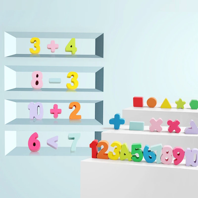 

Hot Selling Preschool Kids Math Toys Count Geometric Shape Cognition Match Wooden Montessori Toy