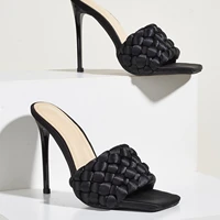 summer 2021 peep toe slippers fashion leisure shallow retro patent leather alligator pattern stiletto heels ladies shoes