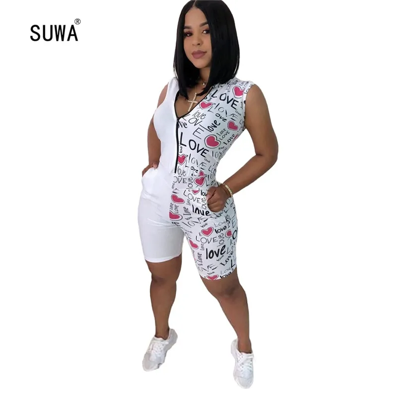 Новинка Модный женский сексуальный комбинезон с буквенным принтом летние шорты