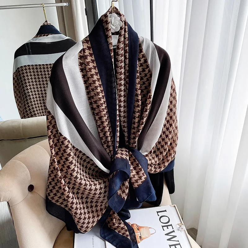 

Luxury Brand 2021 Autumn Winter Women Scarf Beach Shawl Cotton Lady Fashion Plaid Scarves Bandana Pashmina Wrap Hijab Muffler