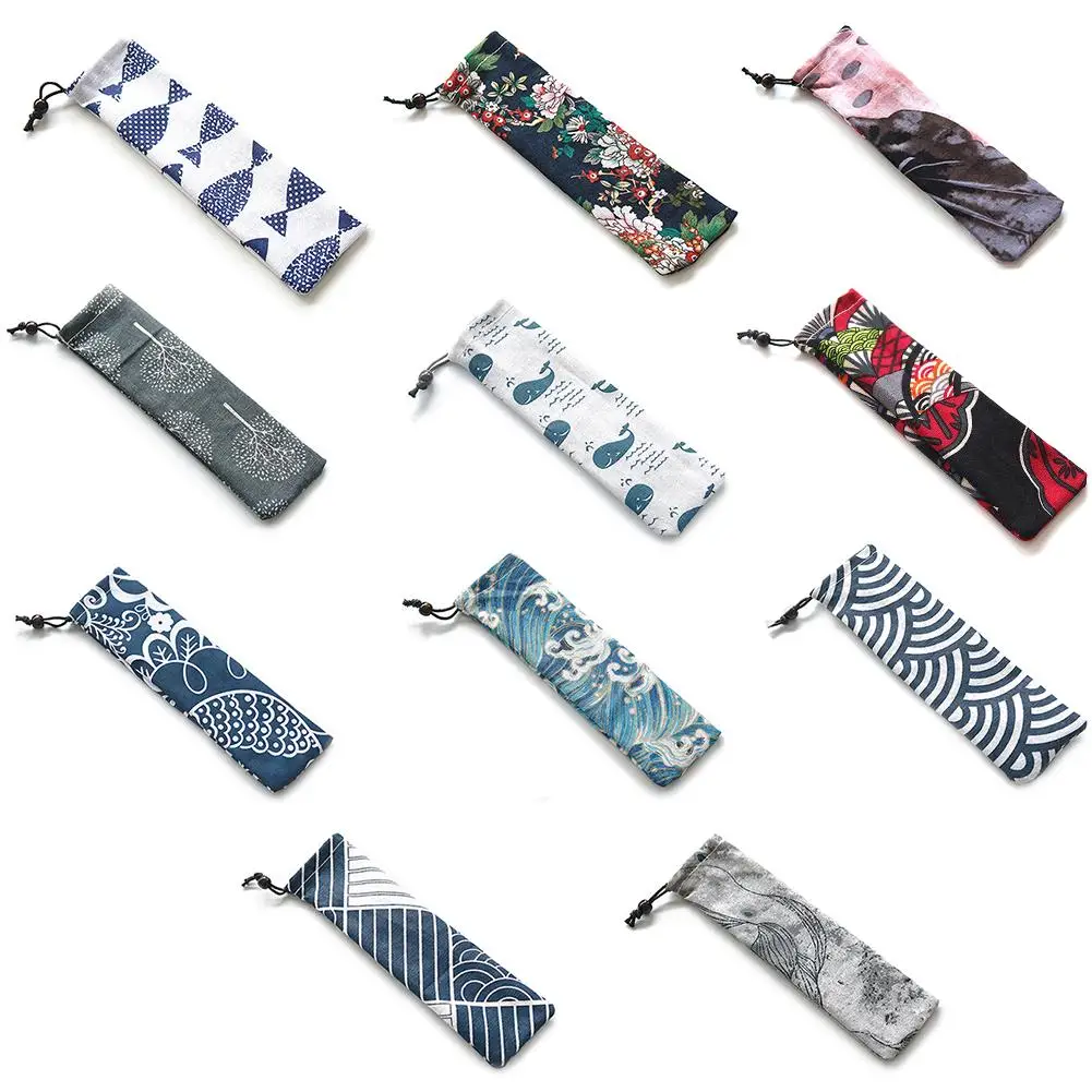 Женская портативная Холщовая Сумка на шнурке для хранения модель в японском