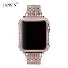 Роскошный чехол со стразами + ремешок из нержавеющей стали для Apple Watch Series 7 6 5 4 браслет iWatch 41 мм 45 мм 38 мм 42 мм 40 44 мм Correa