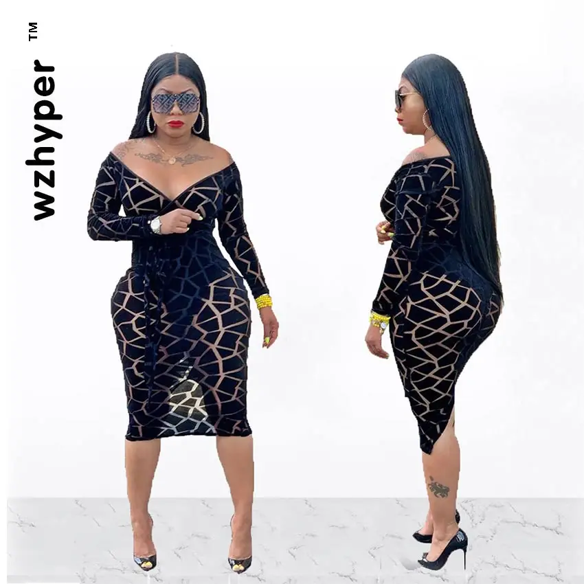 Сексуальное платье 2020 Новое поступление Сетчатое Бандажное с вставкой черные
