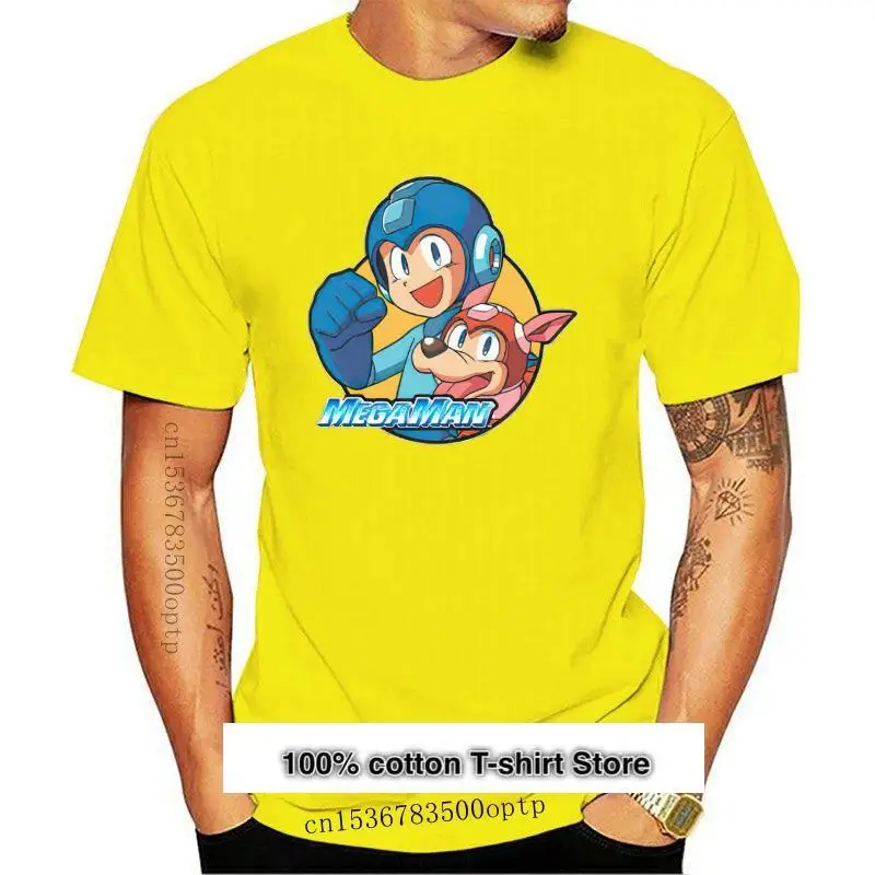 

Mega Man Classic-Camiseta para adultos Megaman & amp Rush, camiseta negra oficial de GE GE90255