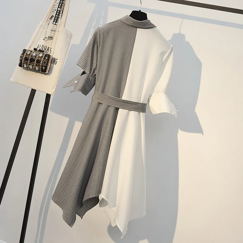 ZQLZ Summer Plus Size Dress Women 2020 New M-4xl Casual Short Sleeve V-neck Loose Chiffon Vesdidos Mujer Vintage Dresses | Женская