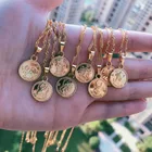 Зодиакальные ожерелья для женщин, ожерелье с монетами, Овен, Лев, колье, знак астрологии, золото, 12 гороскопов, Зодиак, астрологическое ожерелье для женщин