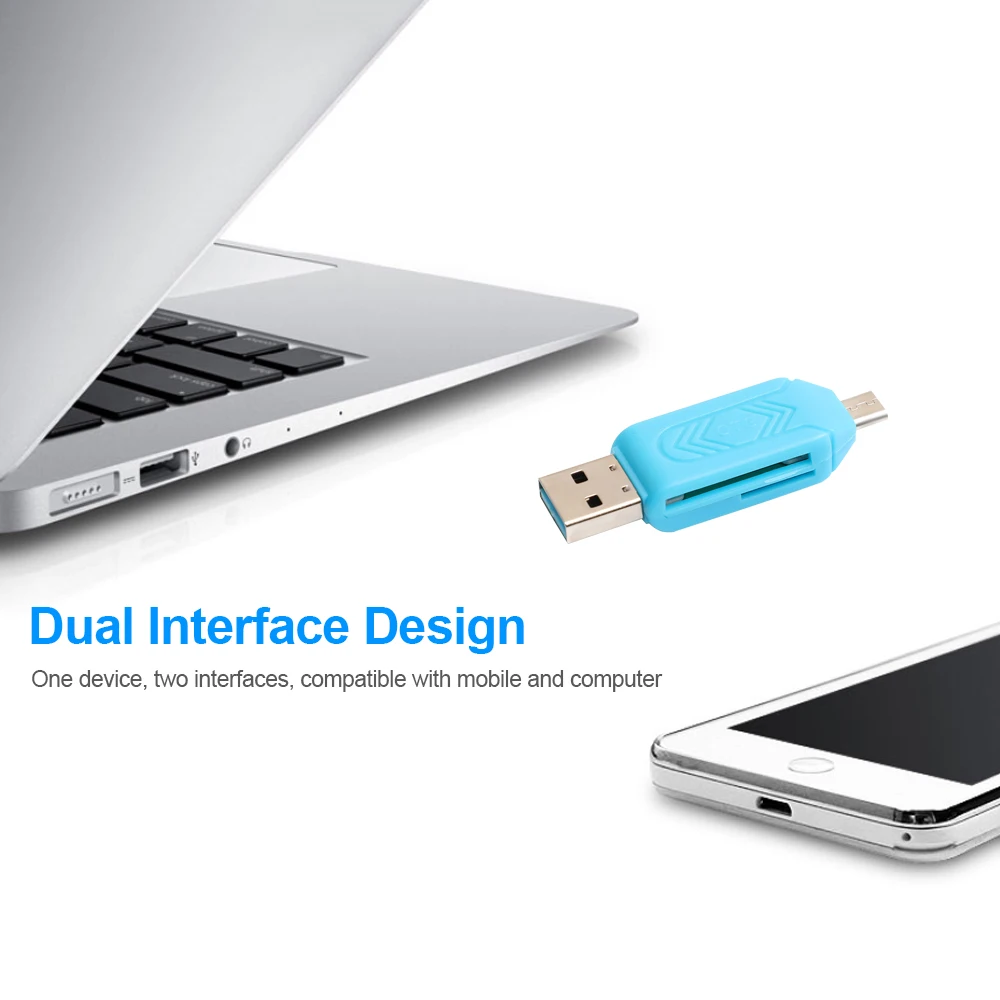 Многофункциональный кардридер USB A Micro 2-в-1 OTG Поддержка SD/TF карт для телефона ПК