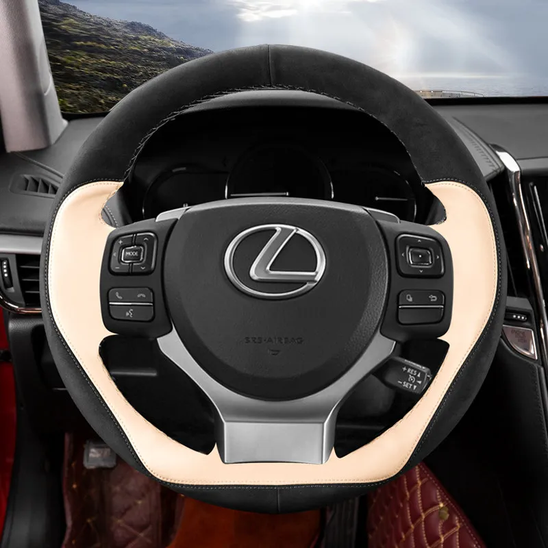 

Suitable for Lexus ES300H NX200 rx270 rx240 LS350 hand-stitched suede steering wheel cover leather grip cover