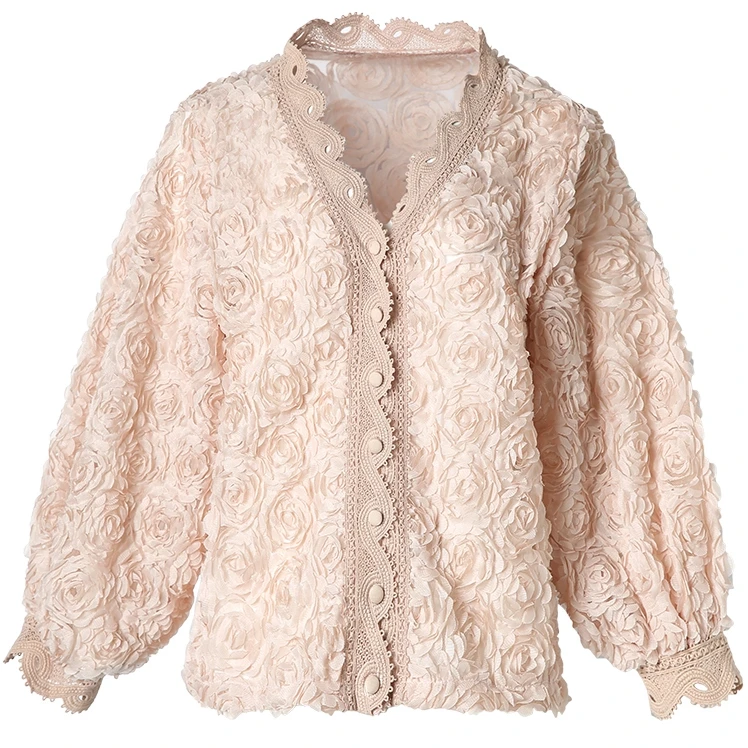 Новинка Весна 2021 Женская Маленькая кружевная рубашка во французском стиле с